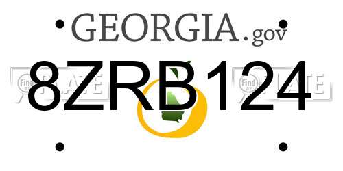 8ZRB124 Georgia License Plate