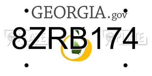 8ZRB174 Georgia License Plate