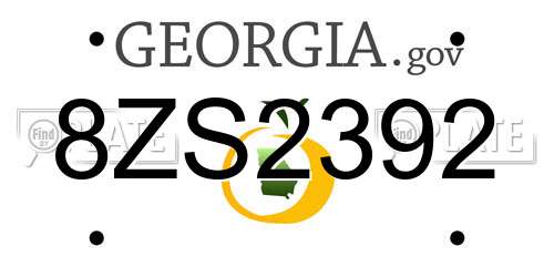 8ZS2392 Georgia License Plate