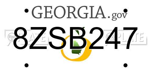 8ZSB247 Georgia License Plate