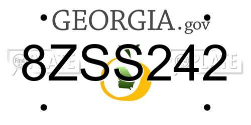 8ZSS242 Georgia License Plate