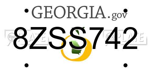 8ZSS742 Georgia License Plate