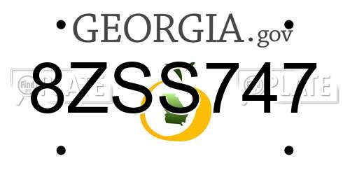 8ZSS747 Georgia License Plate