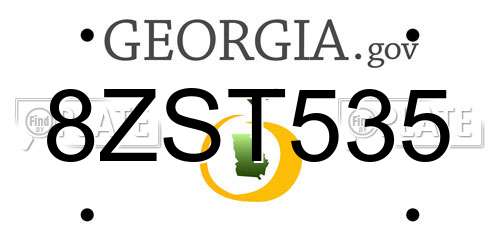 8ZST535 Georgia License Plate