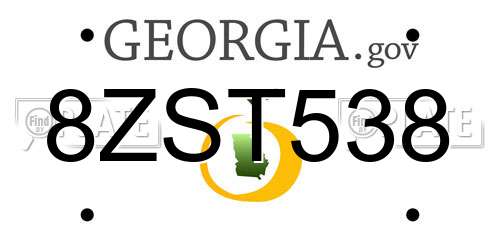 8ZST538 Georgia License Plate