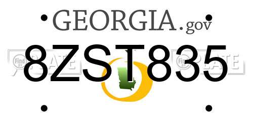8ZST835 Georgia License Plate