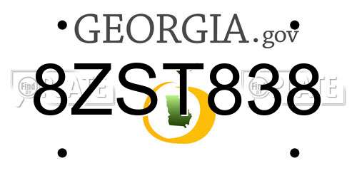 8ZST838 Georgia License Plate