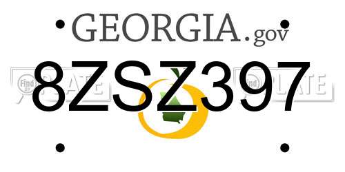8ZSZ397 Georgia License Plate