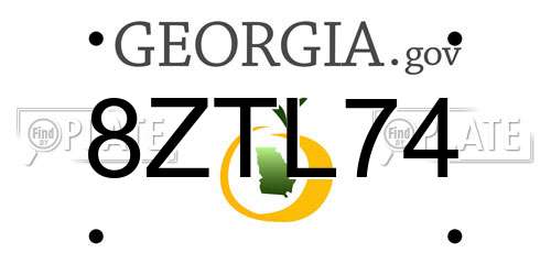 8ZTL74 Georgia License Plate