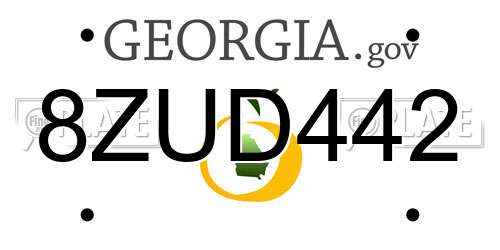 8ZUD442 Georgia License Plate