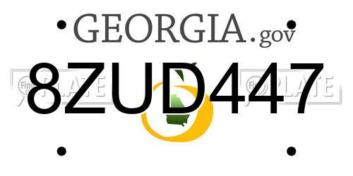 8ZUD447 Georgia License Plate