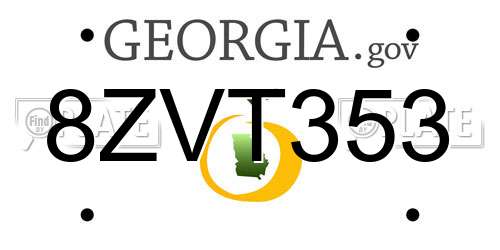 8ZVT353 Georgia License Plate