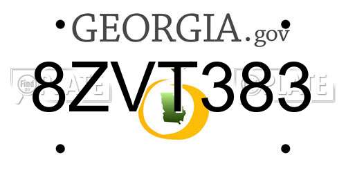 8ZVT383 Georgia License Plate