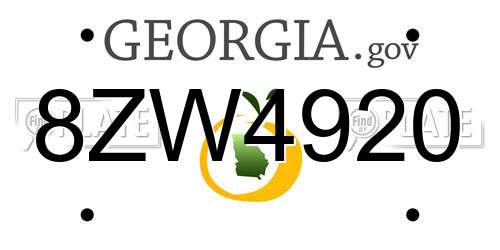 8ZW4920 Georgia License Plate