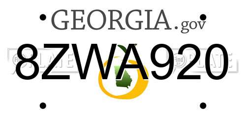 8ZWA920 Georgia License Plate