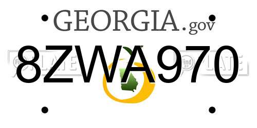 8ZWA970 Georgia License Plate