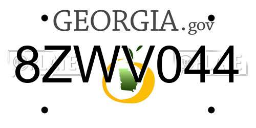 8ZWV044 Georgia License Plate