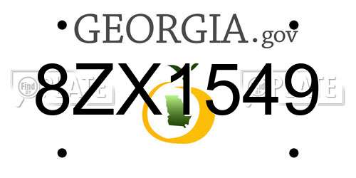 8ZX1549 Georgia License Plate