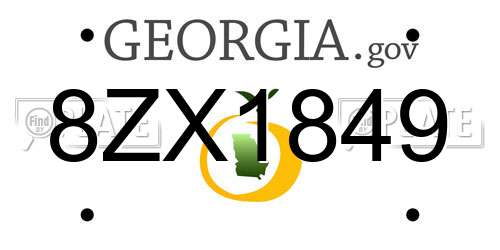 8ZX1849 Georgia License Plate