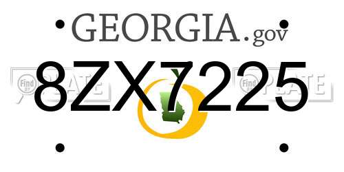 8ZX7225 Georgia License Plate