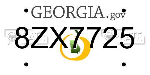 8ZX7725 Georgia License Plate