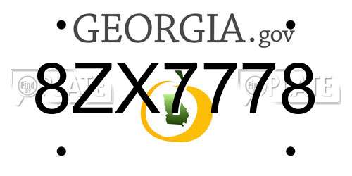 8ZX7778 Georgia License Plate