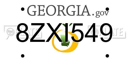 8ZXI549 Georgia License Plate