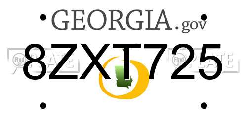 8ZXT725 Georgia License Plate