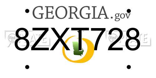 8ZXT728 Georgia License Plate