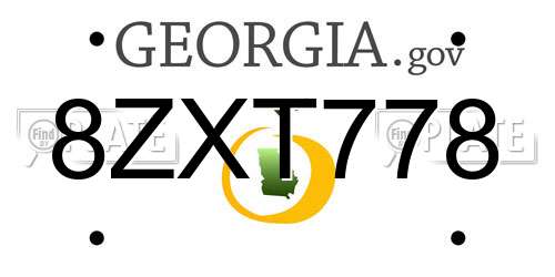 8ZXT778 Georgia License Plate