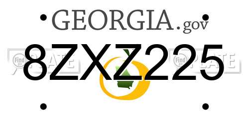 8ZXZ225 Georgia License Plate