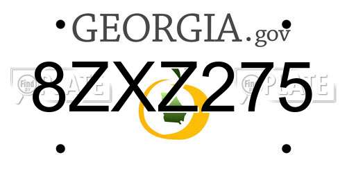 8ZXZ275 Georgia License Plate