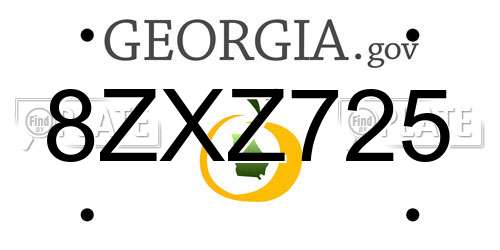 8ZXZ725 Georgia License Plate