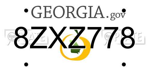 8ZXZ778 Georgia License Plate