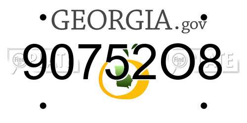 90752O8 Georgia License Plate