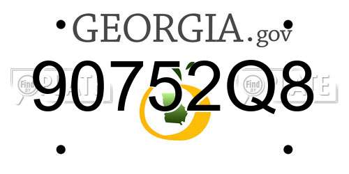 90752Q8 Georgia License Plate