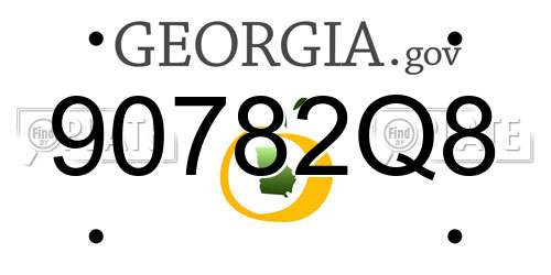 90782Q8 Georgia License Plate