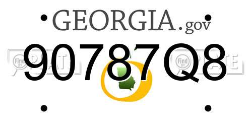 90787Q8 Georgia License Plate