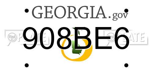 908BE6 Georgia License Plate