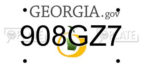 908GZ7 Georgia License Plate