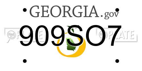 909SO7 Georgia License Plate