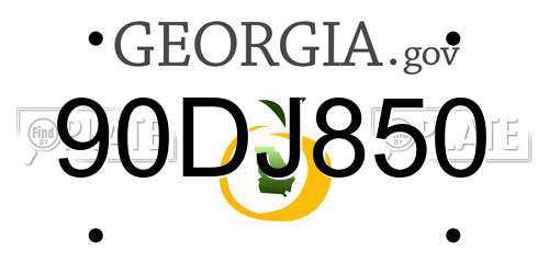 90DJ850 Georgia License Plate