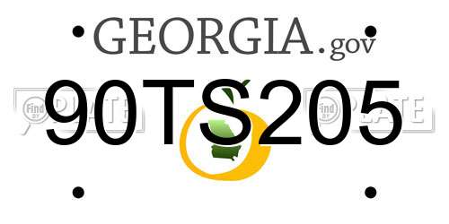 90TS205 Georgia License Plate