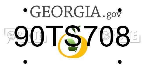 90TS708 Georgia License Plate