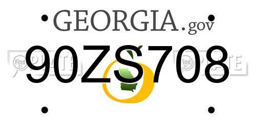 90ZS708 Georgia License Plate