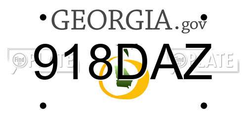 918DAZ Georgia License Plate