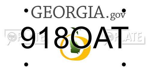 918OAT Georgia License Plate