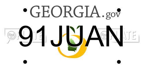 91JUAN Georgia License Plate