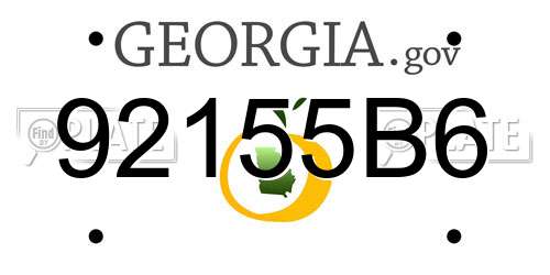 92155B6 Georgia License Plate
