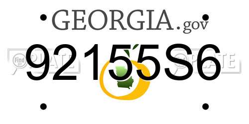 92155S6 Georgia License Plate